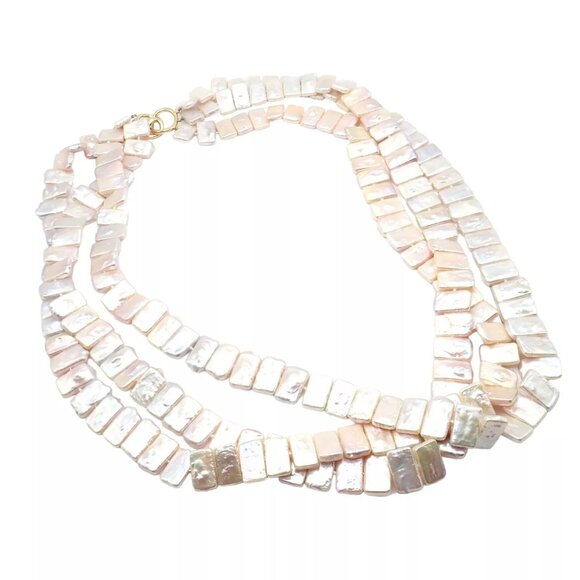 Rare! Angela Cummings 18k Yellow Gold Mother Of Pearl Three Row Necklace 1984 - Picture 8 of 9